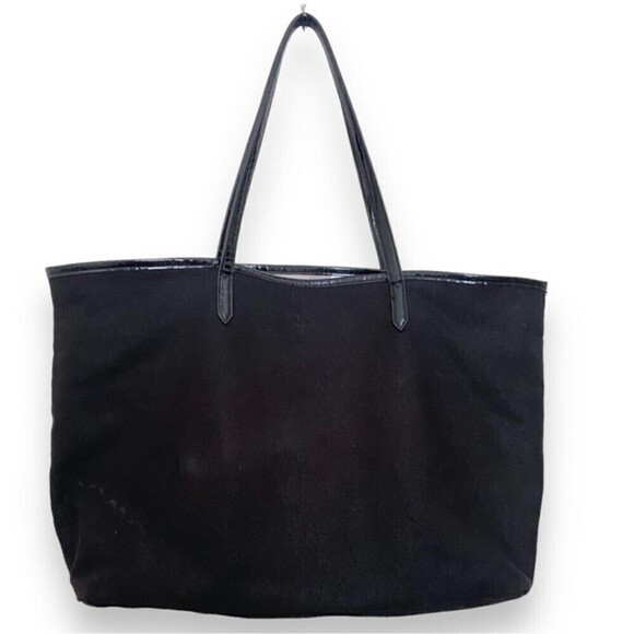 Victoria's Secret BLK Shimmer Canvas Tote Clear Plastic Front V Panel Tiger Bag - Picture 8 of 13